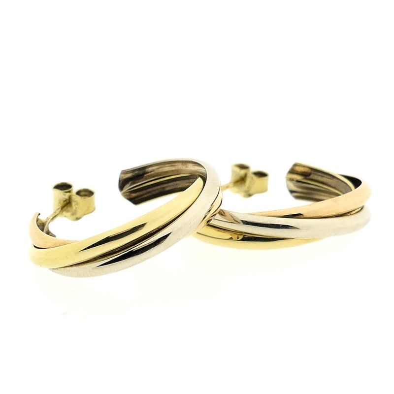 Image 4 of Tricolor gold twisted earrings