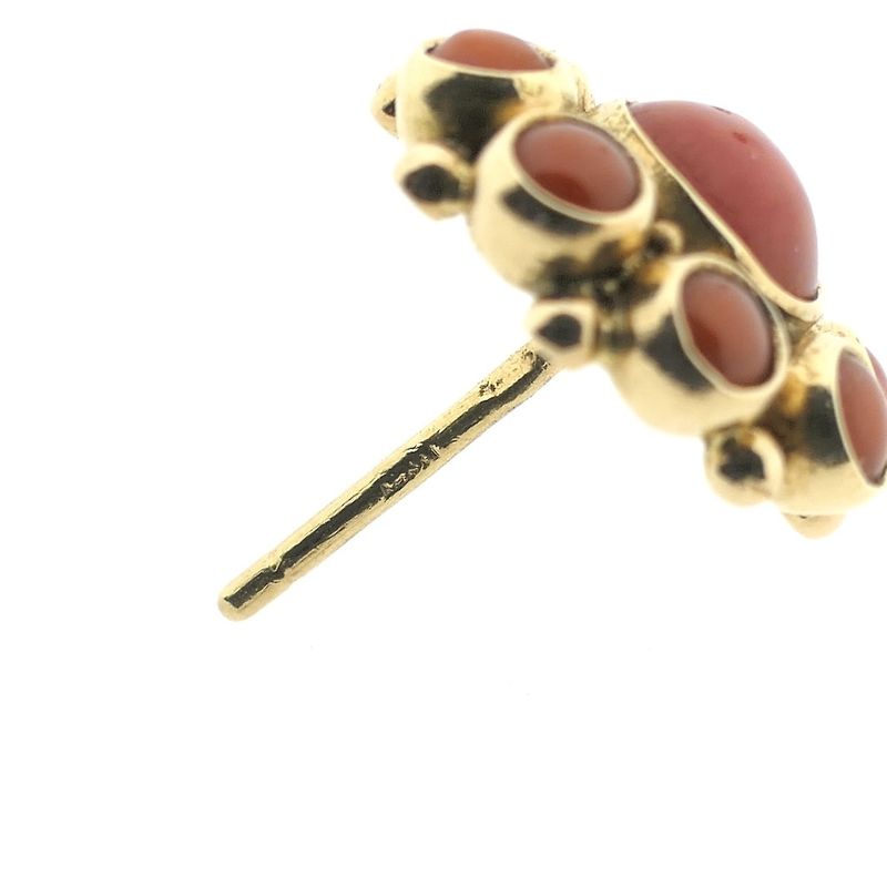 Image 10 of Gold stud earrings with red coral