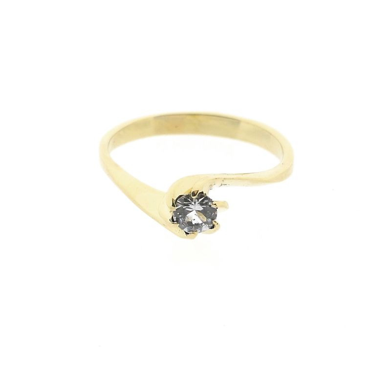 Image 3 of Golden solitaire ring with zirconia