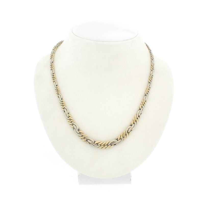Image 1 of Two-tone gold gourmet link necklace | 43.5 cm