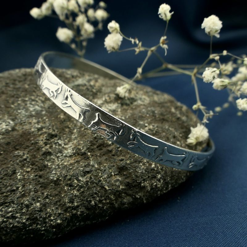 Image 8 of Silver slave bracelet with hieroglyph; Size M/L