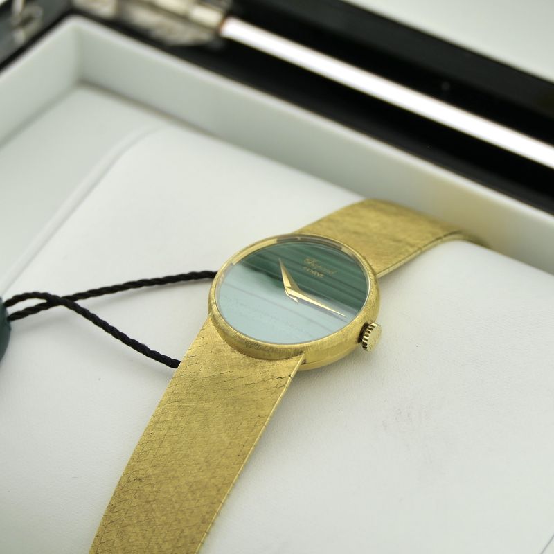 Image 14 of Chopard Genève Cocktail Watch 4010 1; Vintage 18k. gouden horloge met malachiet wijzerplaat