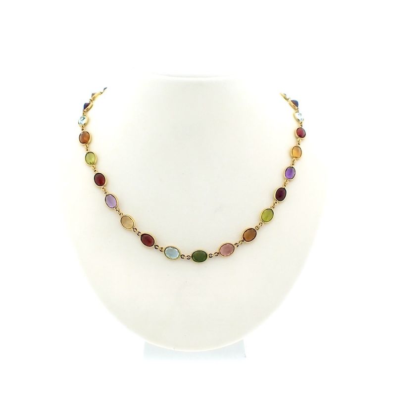 Image 1 of Gold necklace with a mix of gemstones