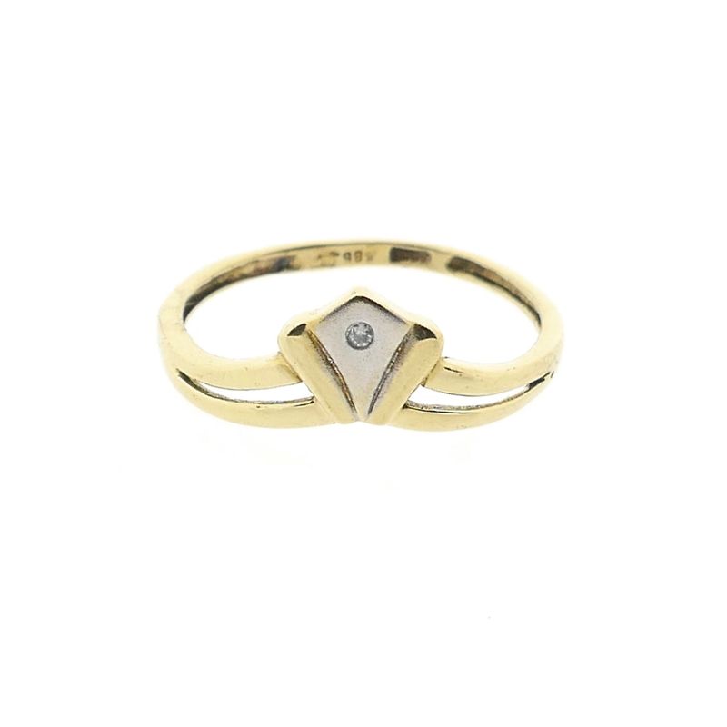 Image 2 of Bicolor gold ring with diamond; 0.005 ct.
