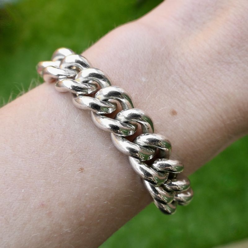 Image 3 of Silver robust gourmet link bracelet | 21 cm