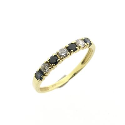 Image 1 of Gold ring with sapphire and zirconia