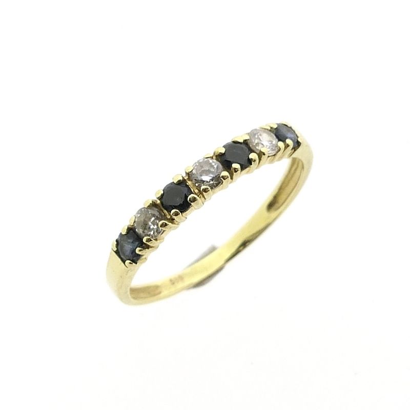 Image 1 of Gold ring with sapphire and zirconia