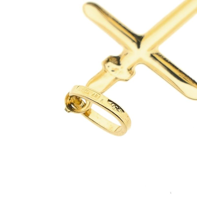 Image 9 of Gold pendant of a cross; INRI