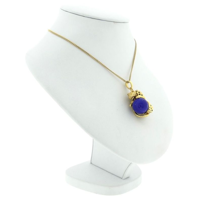 Image 6 of Gold pendant of a panther with Lapis Lazuli
