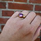 Image 10 of Vintage Gold Ring with Synthetic Purple Gemstone