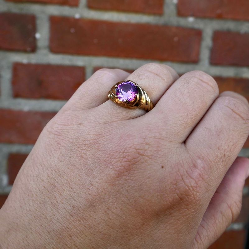 Image 10 of Vintage Gold Ring with Synthetic Purple Gemstone