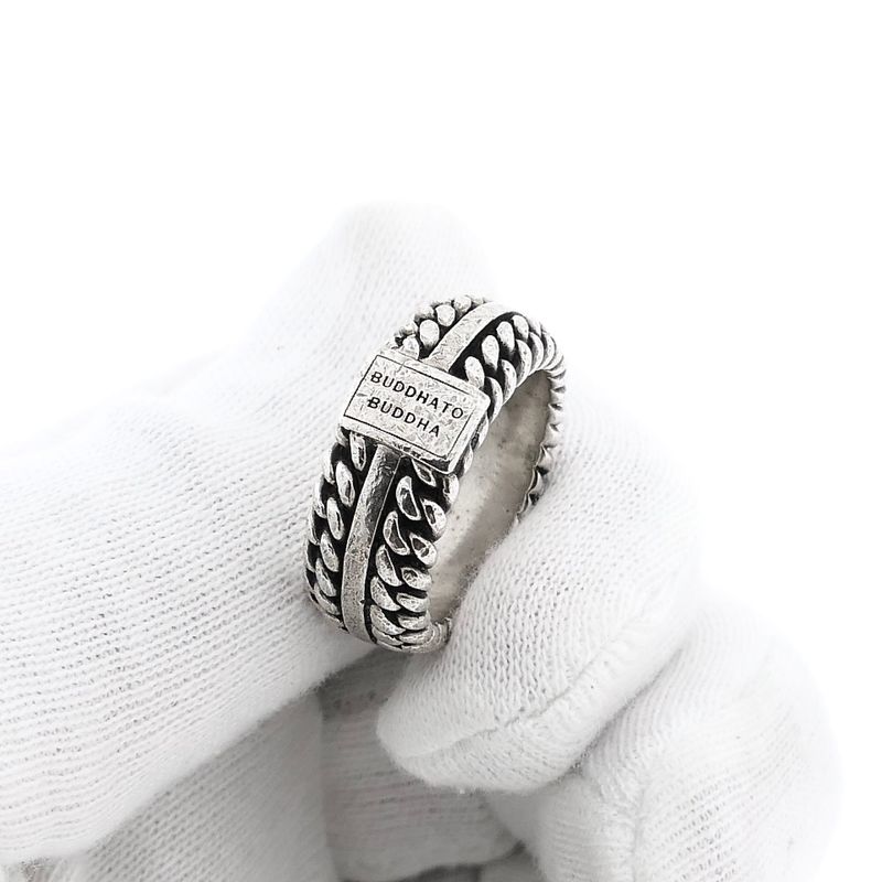 Afbeelding 10 van Zilveren Buddha to Buddha Chain Textuur Ring