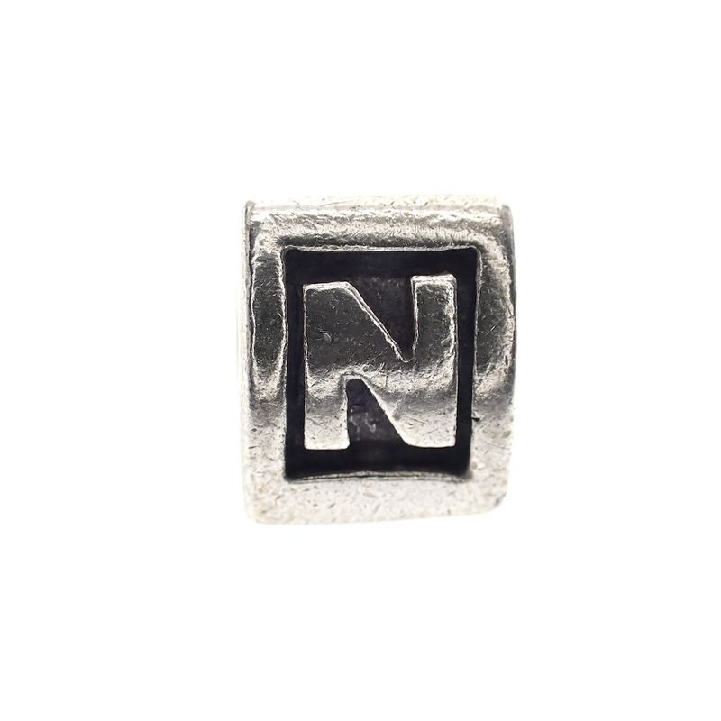 Image 3 of Pandora charm; Silver; Letter N