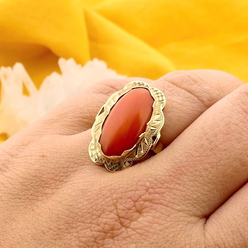 Image 4 of Gold Ring with Coral