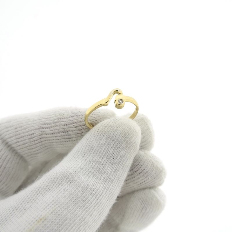 Image 7 of Gold solitaire ring with diamond; 0.005 ct.