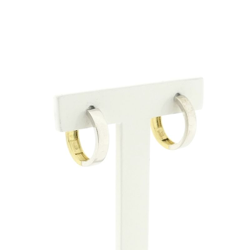 Image 3 of Two-tone gold earrings; Ø 17.5 mm