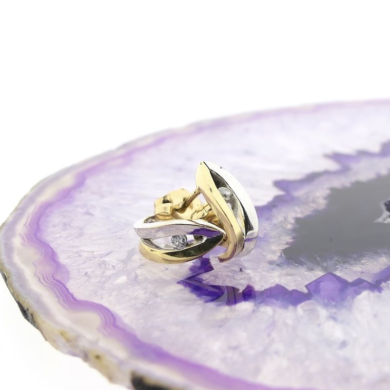 Image 7 of Bicolor gold stud earrings with zirconia