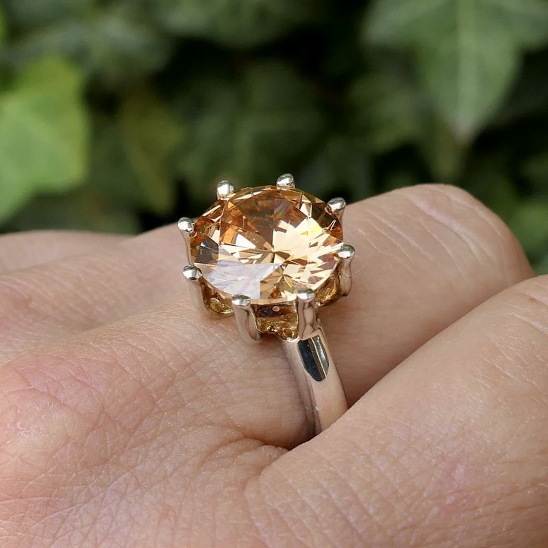 Image 10 of Silver robust ring with champagne zirconia stone