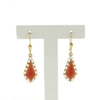 Vintage gold stud earrings with carnelian