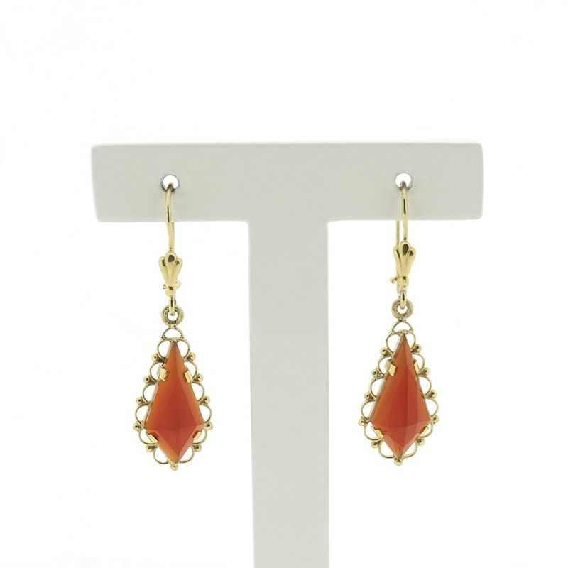 Image 1 of Vintage gold stud earrings with carnelian
