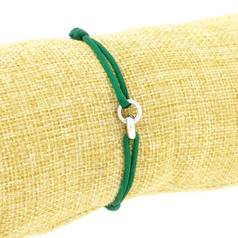 Image 7 of Forever Knots® Handmade Green Satin Bracelet with Silver Chain
