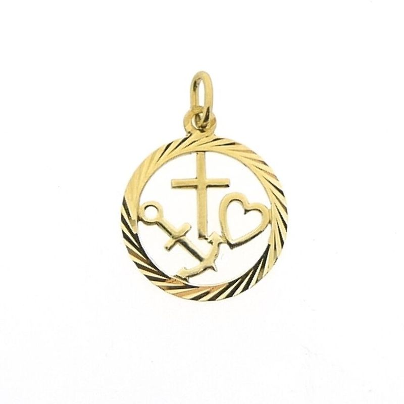 Image 1 of Gold pendant; Faith, hope, and love