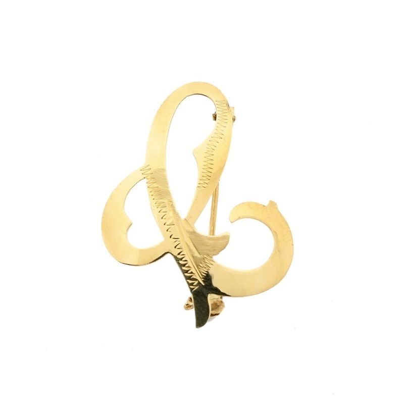 Image 1 of Gold letter brooch; letter C