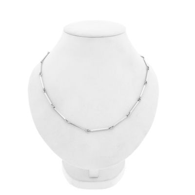 Afbeelding 1 van Witgouden staafjes schakelketting | 46 cm