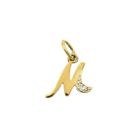 Image 1 of Gold pendant of the letter M with diamond | 0.015 ct.