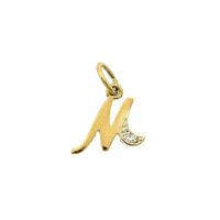 Gold pendant of the letter M with diamond | 0.015 ct.