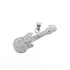 Image 1 of Silver pendant of a guitar with zirconia