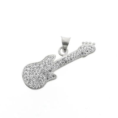 Silver pendant of a guitar with zirconia Image 1 of Silver pendant of a guitar with zirconia