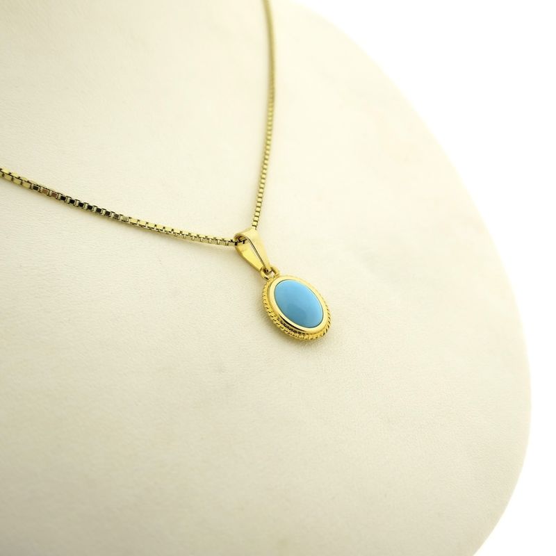 Image 11 of Vintage gold pendant with turquoise