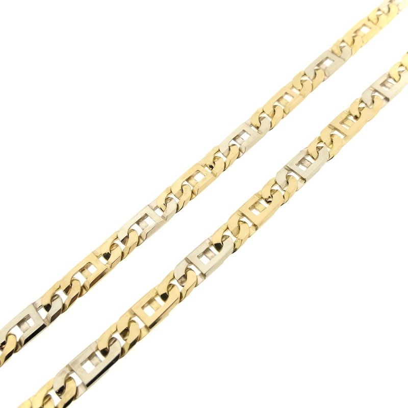 Image 8 of Two-tone gold navy link necklace; Men's | 71.5 cm