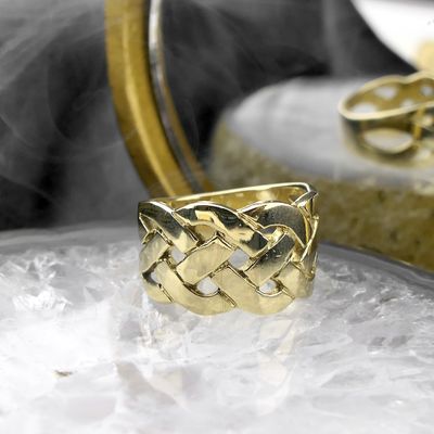 Gold wide braided ring Image 2 of Gold wide braided ring