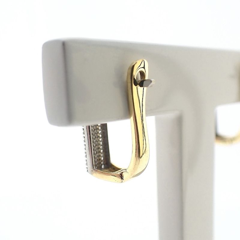 Image 7 of Gold stud earrings with pavé set with diamonds