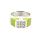 Image 3 of White gold ring with chrysoprase and diamonds; 0.27 ct.