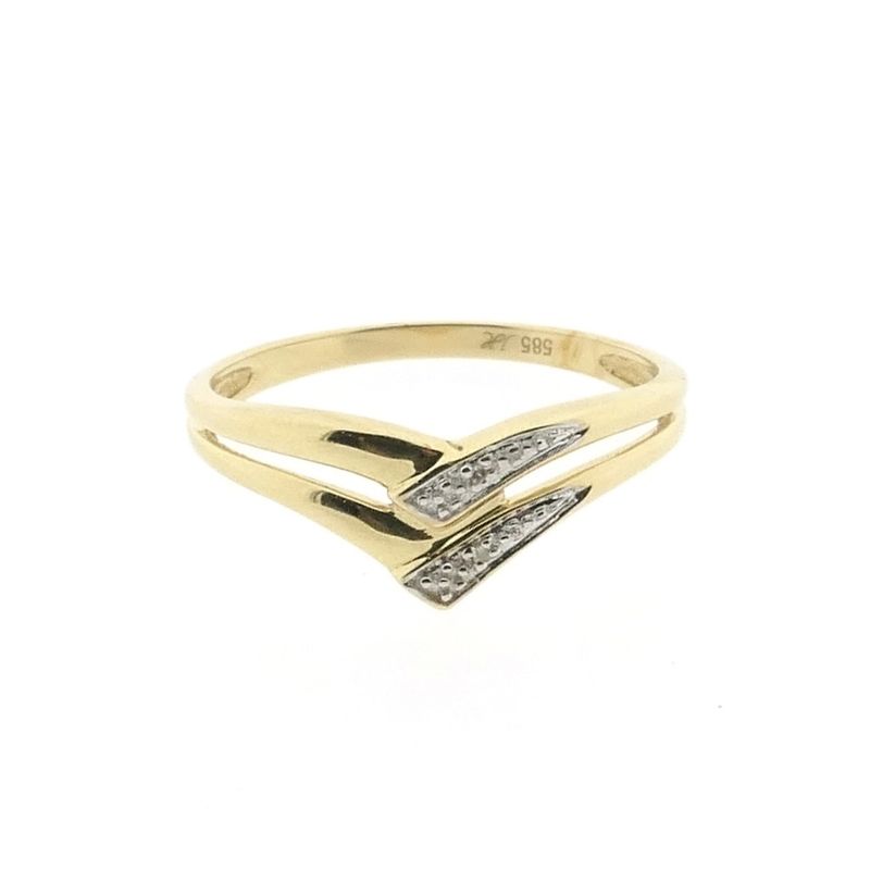 Image 3 of Gold V-shaped ring with diamond | 0.005 ct.