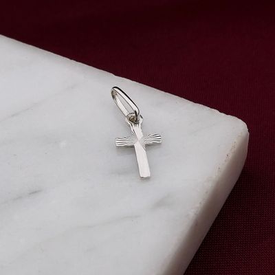 Afbeelding 2 van Witgouden kruis hanger