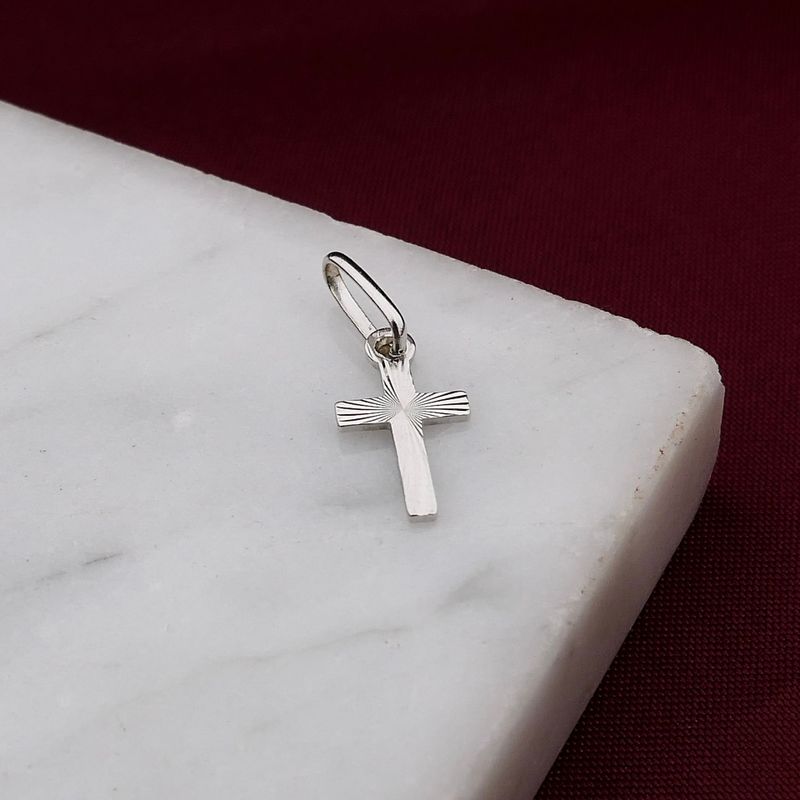 Afbeelding 2 van Witgouden kruis hanger