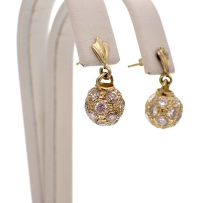 Image 1 of Gold ball earrings with zirconia