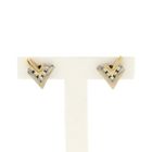 Image 1 of Bicolor gold stud earrings with diamond; 0.20 ct.