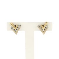 Bicolor gold stud earrings with diamond; 0.20 ct.