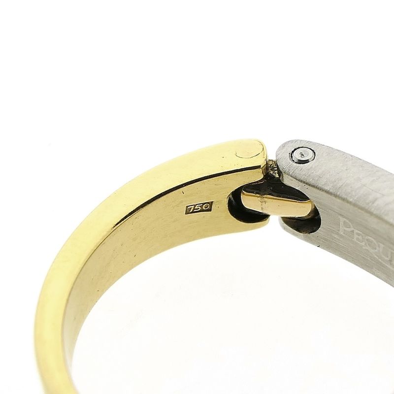 Image 7 of Pequignet two-tone gold ring with steel and diamond; 0.06 ct.