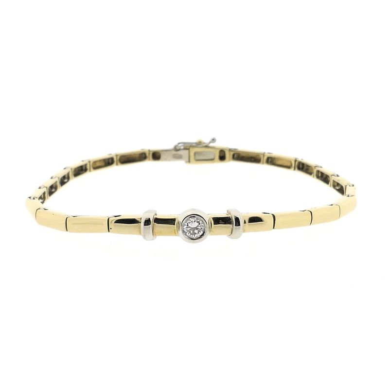 Image 3 of Two-tone gold link bracelet with diamond