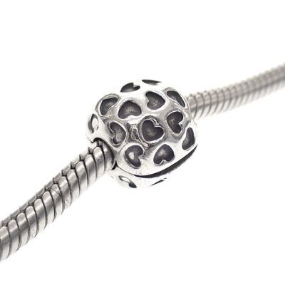 Image 2 of Pandora clip charm; Silver; Full of Hearts