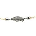 Image 4 of Pearl necklace with white gold clasp and diamonds; 0.06 ct.