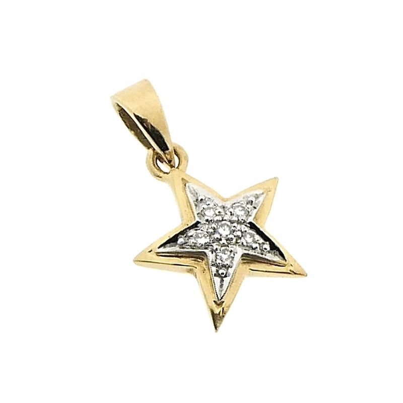 Image 7 of Two-tone gold subtle star pendant with diamond | 0.06 ct.