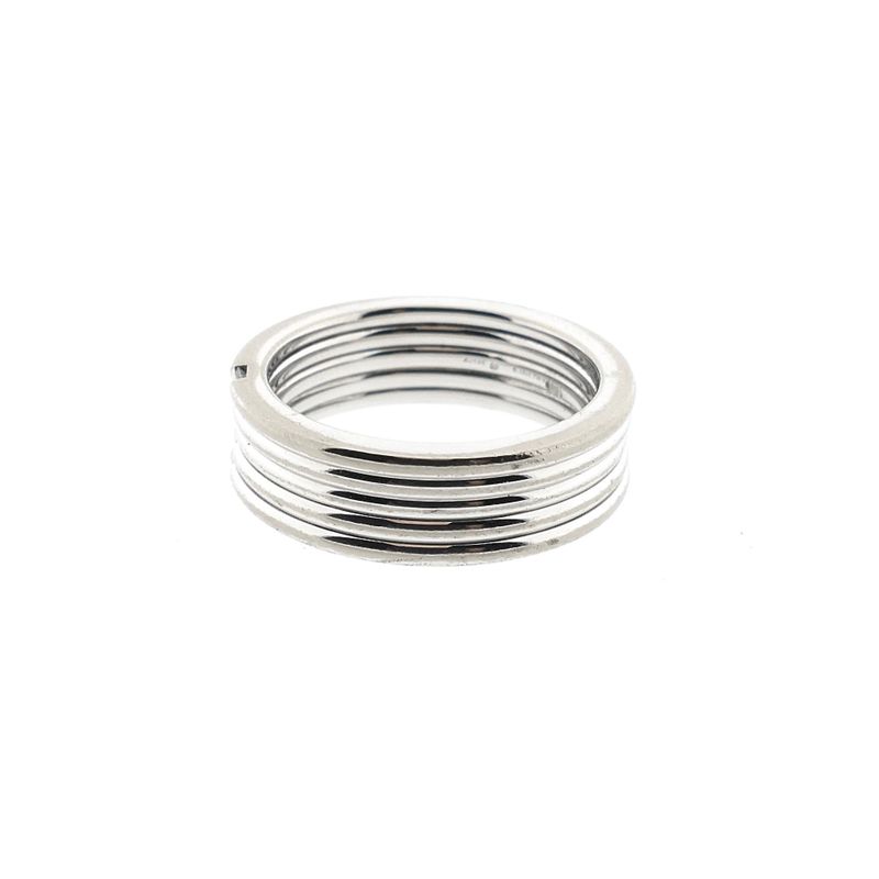 Image 5 of White Gold Ribbed Ring with Diamonds; 0.10 ct.