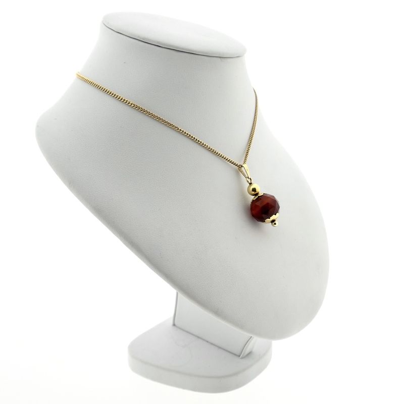 Image 7 of Vintage gold ball pendant with carnelian